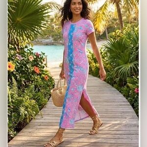 🆕 Lilly Pulitzer KADEN CHILLYLILLY MAXI UPF 50 Rousseau Pink MSRP $248 NWT sz XL
